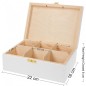 White Wooden Tea Box – 6 Compartments – Pine with Metal Clasp – Painted Exterior