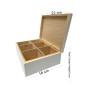 White Wooden Tea Box – 6 Equal Compartments – Painted Pine Storage for Tea, Spices, Jewellery or Gifts White Wooden Tea Box – 6 Equal Compartments – Painted Pine Storage for Tea, Spices, Jewellery or Gifts