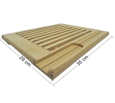 Beech Bread Cutting Board with Crumb Tray and Knife Slot 35x29 cm