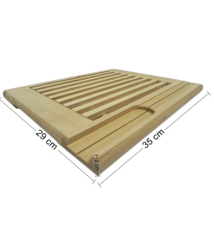 Beech Bread Cutting Board with Crumb Tray and Knife Slot 35x29 cm