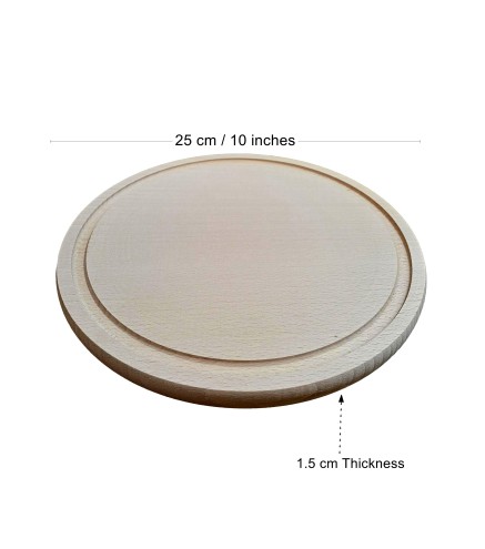 Round Beech Cutting Board with Groove 25 cm