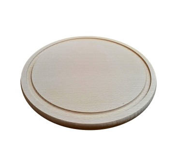 Round Beech Wood Cutting Board with Juice Groove 25 cm
