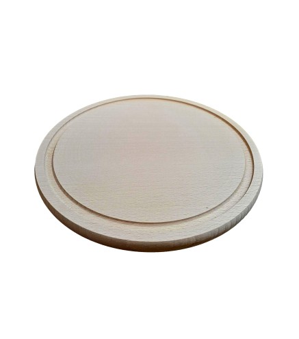Round Beech Wood Cutting Board with Juice Groove 25 cm