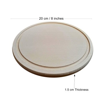 Round Beech Cutting Board with Groove 20 cm