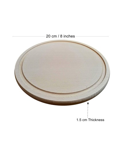 Round Beech Cutting Board with Groove 20 cm