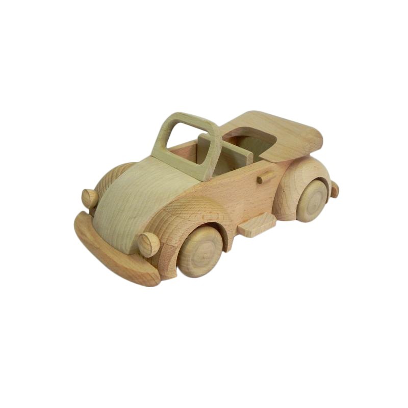Wooden World Wooden Toy Car Beetle Style, Beech Wood, 22×11×10 cm Educational Natural Play Vehicle