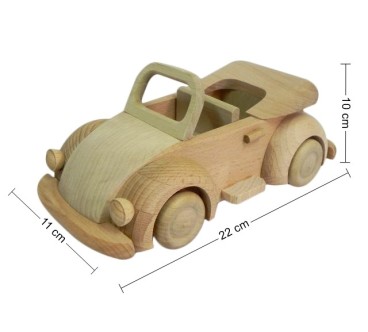 Wooden World Wooden Toy Car Beetle Style, Beech Wood, 22×11×10 cm Educational Natural Play Vehicle