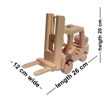 Wooden World Wooden Forklift Truck Toy, Beech Wood, Movable Fork & Wheels, 26×12×20 cm Construction Vehicle
