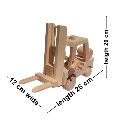 Wooden World Wooden Forklift Truck Toy, Beech Wood, Movable Fork & Wheels, 26×12×20 cm Construction Vehicle