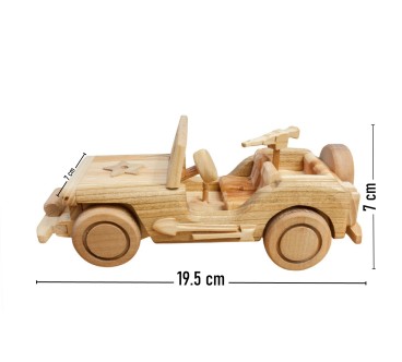 Wooden World Wooden Army Truck Toy, Mixed Wood Shades, Movable Wheels, 19.5×7×7 cm Military Vehicle