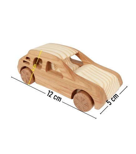 Wooden World Wooden Peugeot 205 Toy Car, Mixed Woods, Movable Wheels, 12×5×4 cm