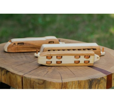 Wooden TGV Express Train Toy 3-Part Model