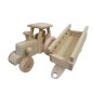 Wooden World Wooden Tractor with Detachable Trailer, Beech Wood, Movable Wheels, 41 cm Set