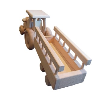 Wooden Tractor with Trailer 41 cm Beech Wood