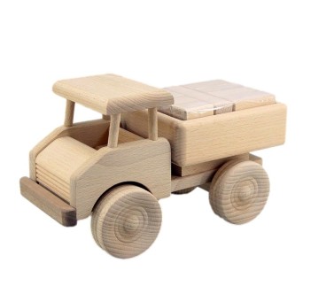 Wooden World Wooden Truck with Blocks, Beech Wood, Movable Wheels, 24×10×13.5 cm