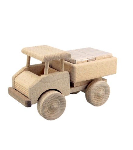 Wooden World Wooden Truck with Blocks, Beech Wood, Movable Wheels, 24×10×13.5 cm