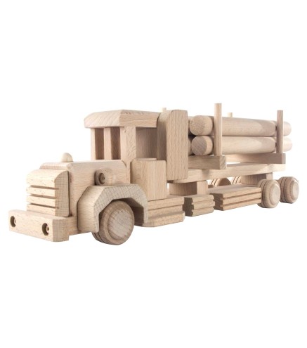 Wooden Truck with Detachable Trailer 37 cm