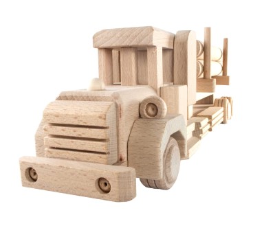 Wooden World Wooden Truck with Detachable Trailer, Beech Wood, Movable Wheels, 37×8.6×10 cm