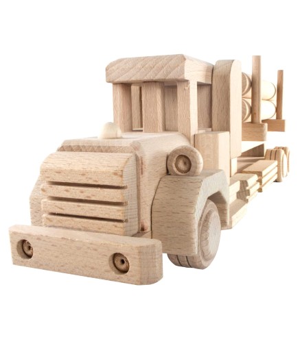 Wooden World Wooden Truck with Detachable Trailer, Beech Wood, Movable Wheels, 37×8.6×10 cm