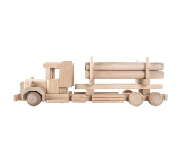 Wooden Truck with Detachable Trailer 37 cm