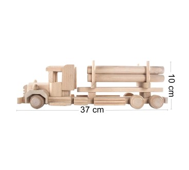 Wooden Truck with Detachable Trailer 37 cm