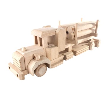 Wooden Truck with Detachable Trailer 37 cm