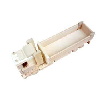 Wooden World Extra Large Wooden Long Truck, Beech Wood, Movable Wheels, 48×12×19.6 cm Display Model