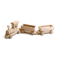 Wooden World Wooden Train with 2 Carriages, Beech Wood, Movable Wheels, 54×7×7 cm Display Model Wooden World Wooden Train with 2 Carriages, Beech Wood, Movable Wheels, 54×7×7 cm Display Model