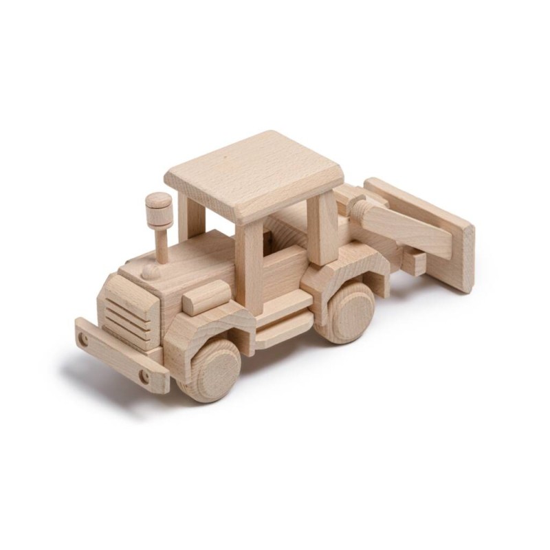 Wooden World Wooden Bulldozer Toy, Beech Wood, Movable Wheels & Blade, 28×9.5×15 cm