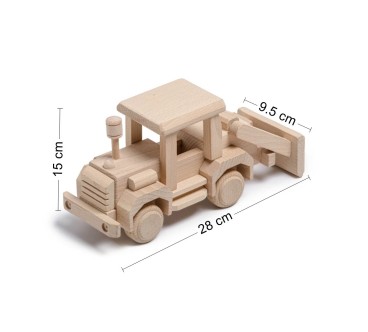 Wooden Bulldozer Toy Beech Wood 28×9.5×15 cm