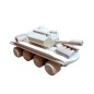 Wooden World Wooden Army Tank Toy, Raw Natural Wood, Movable Wheels, 17×7×8.5 cm 3D Model