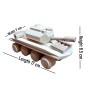 Wooden World Wooden Army Tank Toy, Raw Natural Wood, Movable Wheels, 17×7×8.5 cm 3D Model