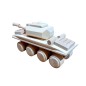Wooden World Wooden Army Tank Toy, Raw Natural Wood, Movable Wheels, 17×7×8.5 cm 3D Model