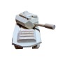 Wooden World Wooden Army Tank Toy, Raw Natural Wood, Movable Wheels, 17×7×8.5 cm 3D Model