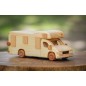 Wooden World Handmade Wooden Campervan Toy & Piggy Bank, Mixed Woods, Movable Wheels, Sliding Access, 26×10.5×8.5 cm