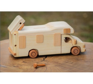 Handmade Wooden Campervan Piggy Bank 26×10.5×8.5 cm