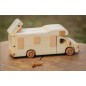 Wooden World Handmade Wooden Campervan Toy & Piggy Bank, Mixed Woods, Movable Wheels, Sliding Access, 26×10.5×8.5 cm