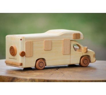 Handmade Wooden Campervan Piggy Bank 26×10.5×8.5 cm