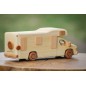 Wooden World Handmade Wooden Campervan Toy & Piggy Bank, Mixed Woods, Movable Wheels, Sliding Access, 26×10.5×8.5 cm