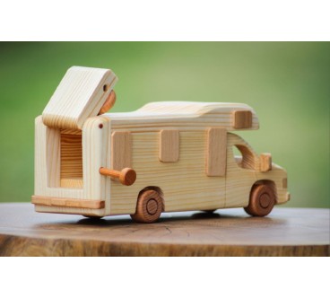 Handmade Wooden Campervan Piggy Bank 26×10.5×8.5 cm
