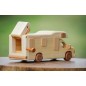 Wooden World Handmade Wooden Campervan Toy & Piggy Bank, Mixed Woods, Movable Wheels, Sliding Access, 26×10.5×8.5 cm