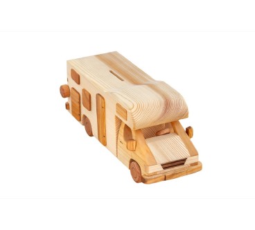 Handmade Wooden Campervan Piggy Bank 26×10.5×8.5 cm