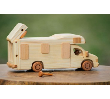 Handmade Wooden Campervan Piggy Bank 26×10.5×8.5 cm