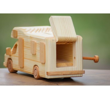 Handmade Wooden Campervan Piggy Bank 26×10.5×8.5 cm