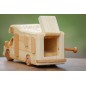 Wooden World Handmade Wooden Campervan Toy & Piggy Bank, Mixed Woods, Movable Wheels, Sliding Access, 26×10.5×8.5 cm