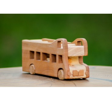 Wooden World Wooden London Bus Toy, Mixed Woods, Movable Wheels, 20×5×9 cm