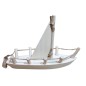 Wooden World Viking Style Wooden Sail Boat, Raw Natural Wood, 3D Model Decoration, 24×7×18 cm