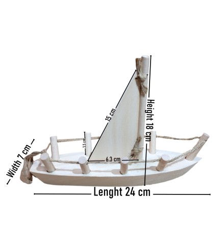Wooden World Viking Style Wooden Sail Boat, Raw Natural Wood, 3D Model Decoration, 24×7×18 cm