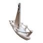 Wooden World Viking Style Wooden Sail Boat, Raw Natural Wood, 3D Model Decoration, 24×7×18 cm