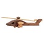 Wooden World Wooden Apache AH-64 Helicopter Model, Raw Natural Wood, Movable Propeller, 22×19×6.5 cm